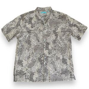 Tori Richard Black and White Paisley Shirt